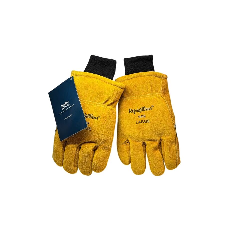 RefrigiWear Insulated Cowhide Leather Work Gloves Yellow Gold Black Size Large